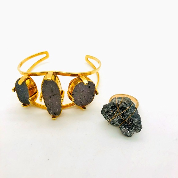 Vintage Druzy Bracelet & Geode Ring - Picture 5 of 15